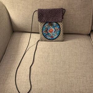 Purple and Blue Embroidered Women's Bag